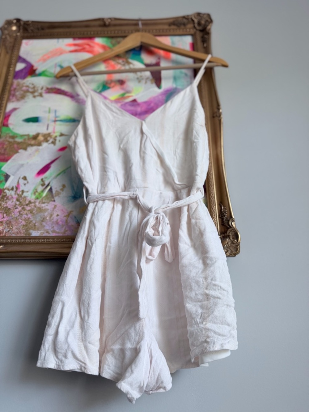 Cream/white Tie-Waist Romper